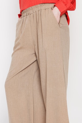 Pantaloni a vita alta in lino - Cammello