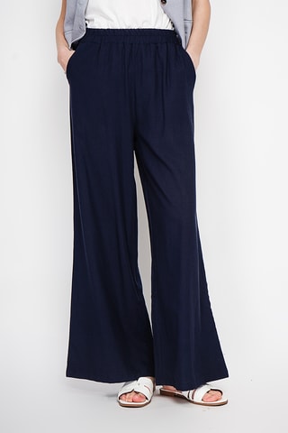Linnen Broek Hoge Taille - Marineblauw
