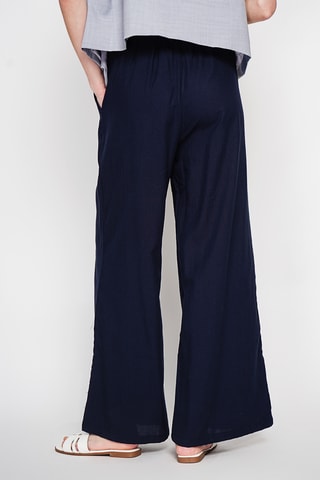 Linnen Broek Hoge Taille - Marineblauw