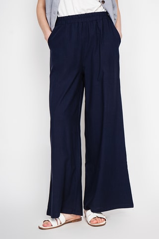 Linnen Broek Hoge Taille - Marineblauw