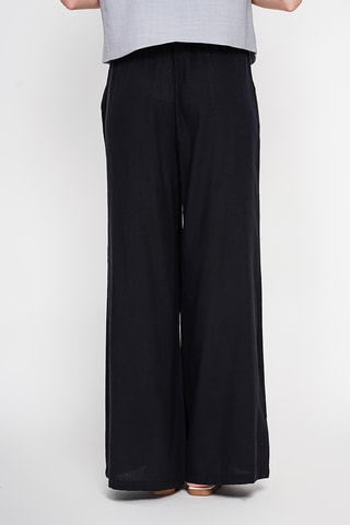 Pantaloni a vita alta in lino - Nero