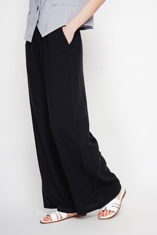 Pantaloni a vita alta in lino - Nero