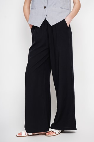 Pantaloni a vita alta in lino - Nero