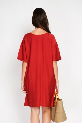 Robe droite en lin - Rouge