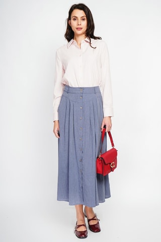 Lange Linnen Rok - Blauw