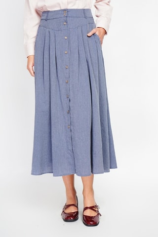 Lange Linnen Rok - Blauw