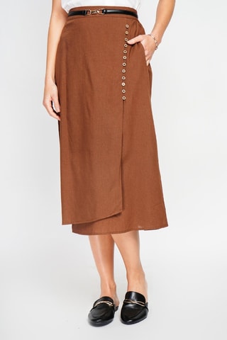 Linnen Wikkelrok - Bruin