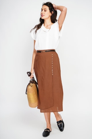 Linnen Wikkelrok - Bruin