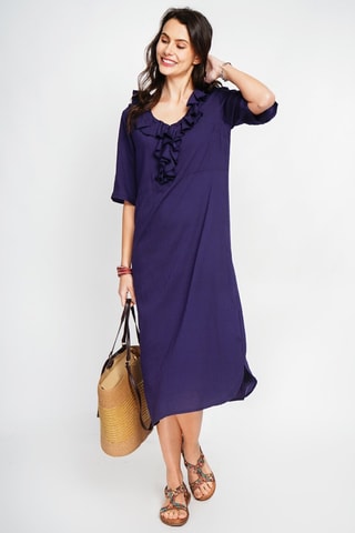 Robe longue en lin - Bleu marine