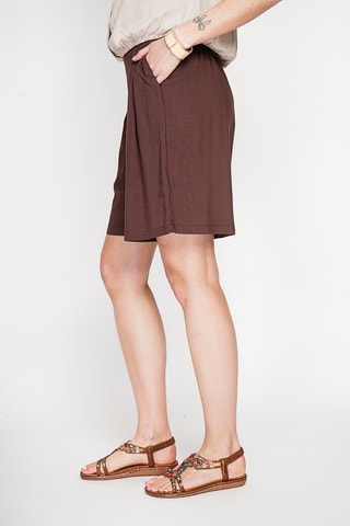 Bermuda in lino - Bianco - Marrone