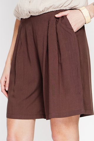 Bermuda in lino - Bianco - Marrone