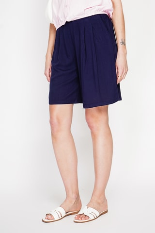 Linnen Bermuda - Wit - Marineblauw