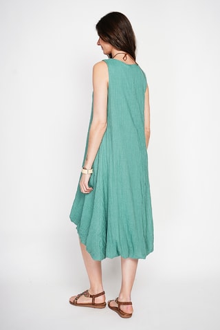 Robe boule en lin - Bleu