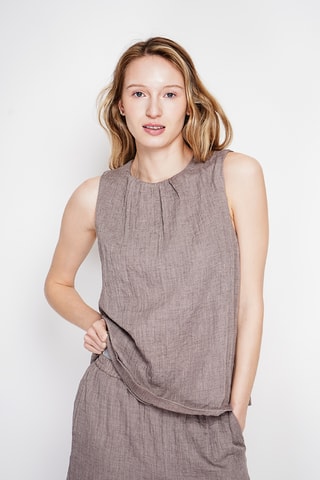 Linnen Top - Bruin