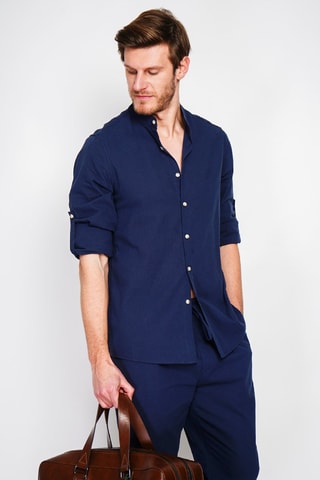 Chemise en lin - Bleu