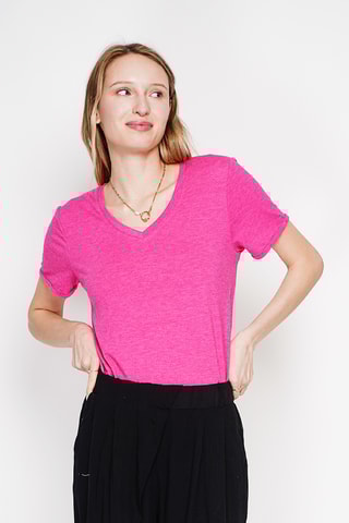 Linnen T-shirt - Fuchsia