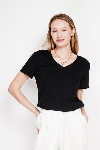 Linnen T-shirt - Zwart