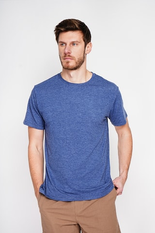 Linnen T-shirt - Marineblauw