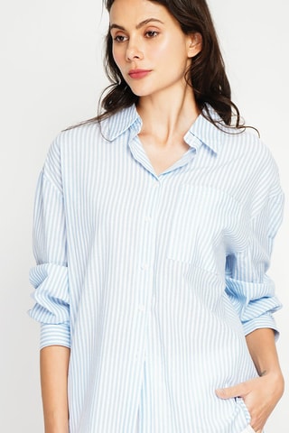 Linnen Blouse - Blauw en wit