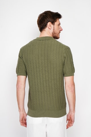 Polo en coton biologique et lin - Kaki