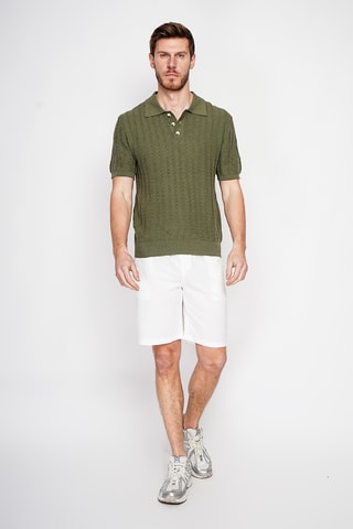 Polo en coton biologique et lin - Kaki