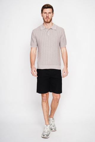 Polo en coton biologique et lin - Beige