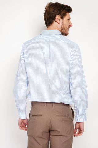 Linnen Overhemd - Wit en blauw