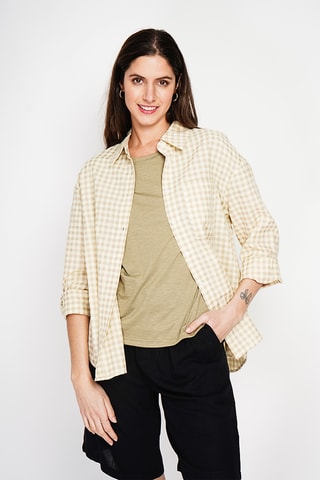 Camicia oversize in lino - Beige