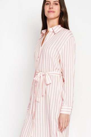 Robe chemise en lin et soie - Blanc et rose