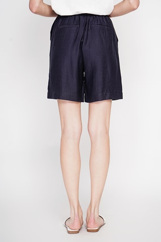 Linnen Short Hoge Taille - Marineblauw