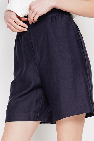 Linnen Short Hoge Taille - Marineblauw