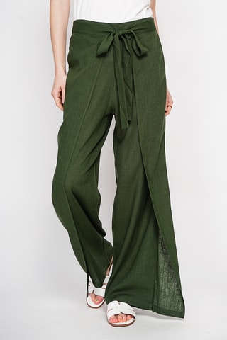 Pantaloni a portafoglio in lino - Kaki