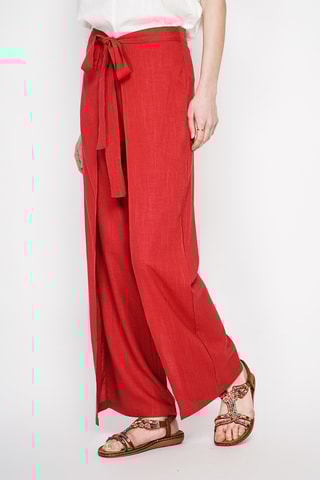 Pantaloni a portafoglio in lino - Rosso