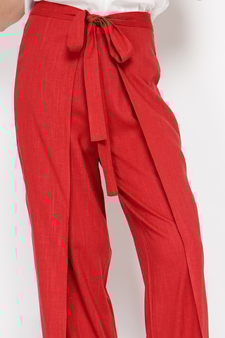 Pantaloni a portafoglio in lino - Rosso