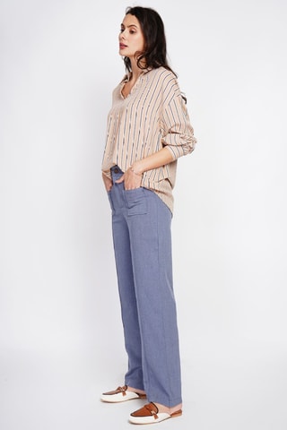 Linnen Tuniek - Wit, beige en blauw