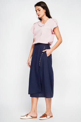 Linnen Wikkelrok - Marineblauw