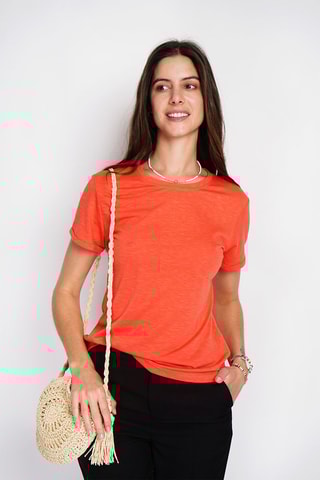 Linnen T-shirt - Oranje