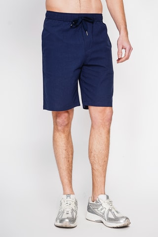 Linnen Bermuda - Marineblauw