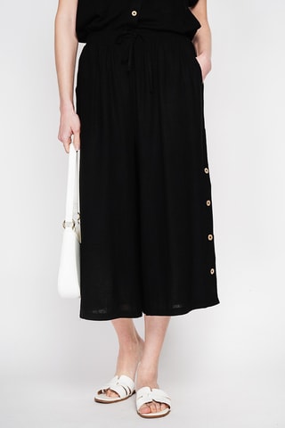 Linnen Driekwart Broek - Zwart