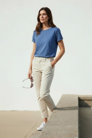 Linnen T-shirt - Blauw