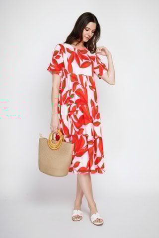 Robe midi en lin - Rouge