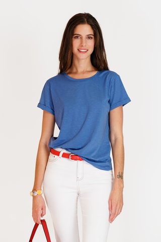 Linnen T-shirt - Marineblauw