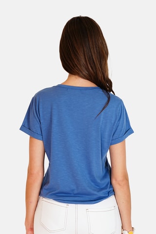 Linnen T-shirt - Marineblauw