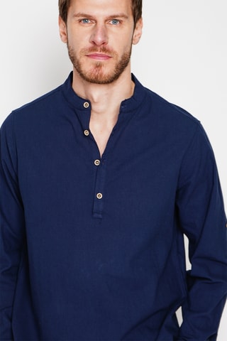 Linnen Blouse - Marineblauw