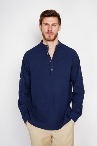 Linnen Blouse - Marineblauw