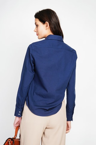 Wijde Linnen Blouse - Blauw