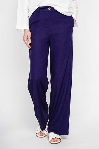 Wijde Linnen Broek - Marineblauw