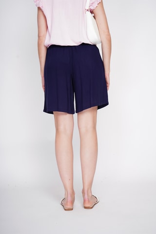 Linnen Bermuda met Hoge Taille - Marineblauw