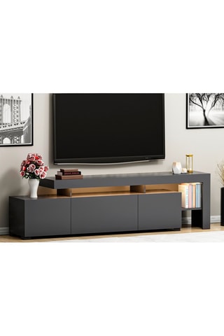 Meuble TV 2 portes et abattant - 192 x 53 x 37 cm