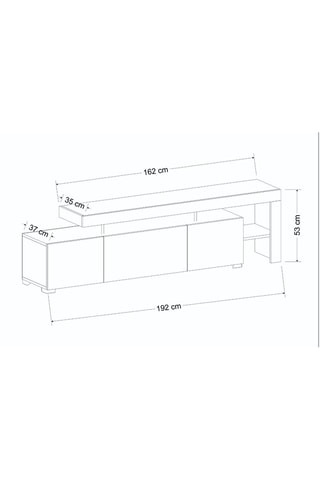 Meuble TV 2 portes et abattant - 192 x 53 x 37 cm